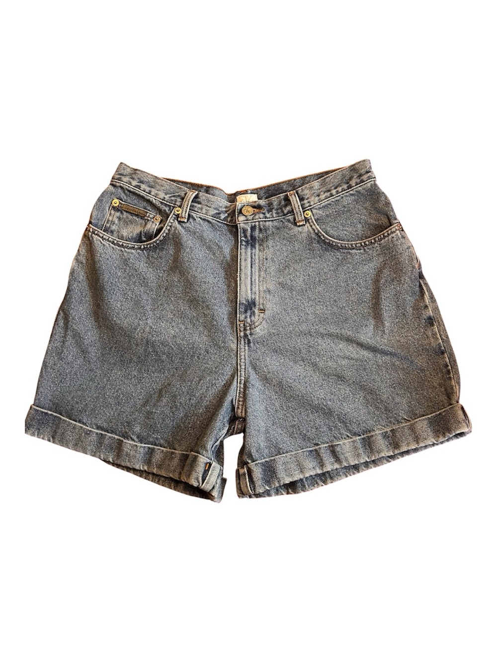 Vintage Calvin Klein 100% Cotton High Rise Rolled Denim Shorts Size 14